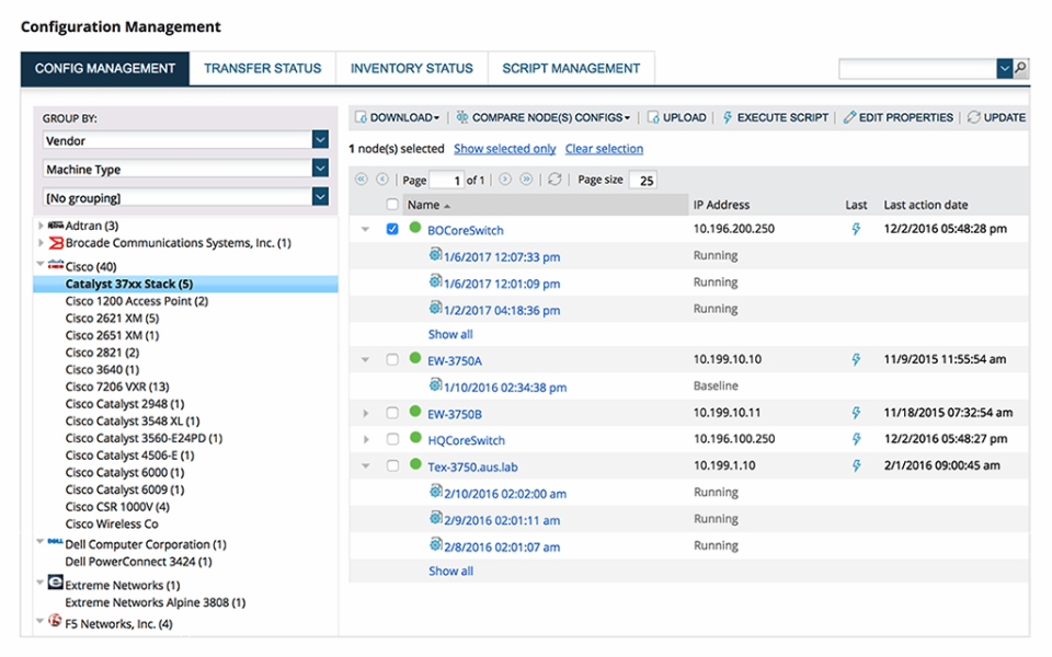screenshot of SolarWinds Network Configuration Manager